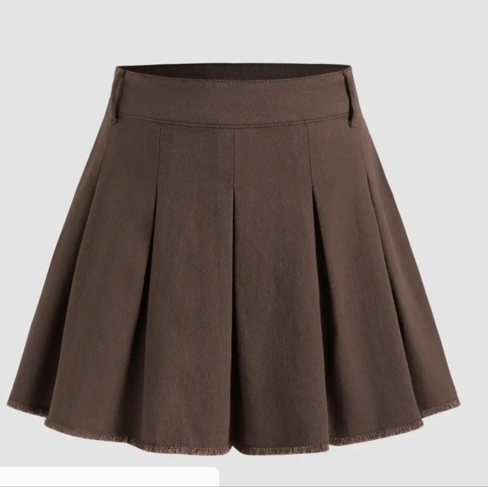 Brown Pleated Skirt